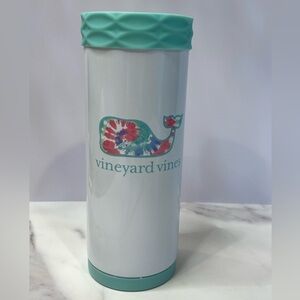 Vineyard Vines Corkcicle Slim Arcitican Tie Dye Whale Can Cooler 12 Oz EUC White